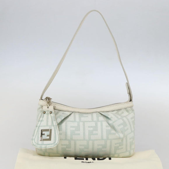 FENDI Zucca Canvas Accessory Pouch Gold Light green Auth 159291V