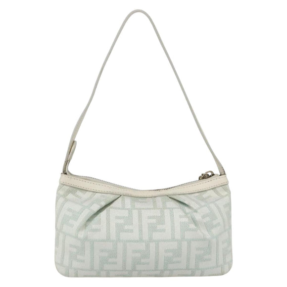 FENDI Zucca Canvas Accessory Pouch Gold Light green Auth 159291V