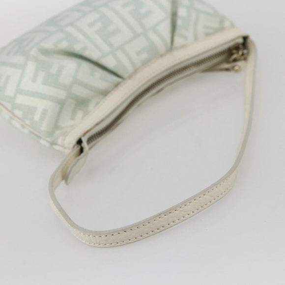 FENDI Zucca Canvas Accessory Pouch Gold Light green Auth 159291V