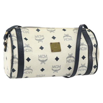 MCM Vicetos Logogram Shoulder Bag PVC Leather White Gold Auth 159292
