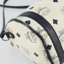 MCM Vicetos Logogram Shoulder Bag PVC Leather White Gold Auth 159292-11