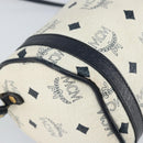 MCM Vicetos Logogram Shoulder Bag PVC Leather White Gold Auth 159292-13