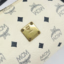 MCM Vicetos Logogram Shoulder Bag PVC Leather White Gold Auth 159292-14