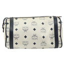 MCM Vicetos Logogram Shoulder Bag PVC Leather White Gold Auth 159292-3