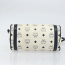 MCM Vicetos Logogram Shoulder Bag PVC Leather White Gold Auth 159292-9