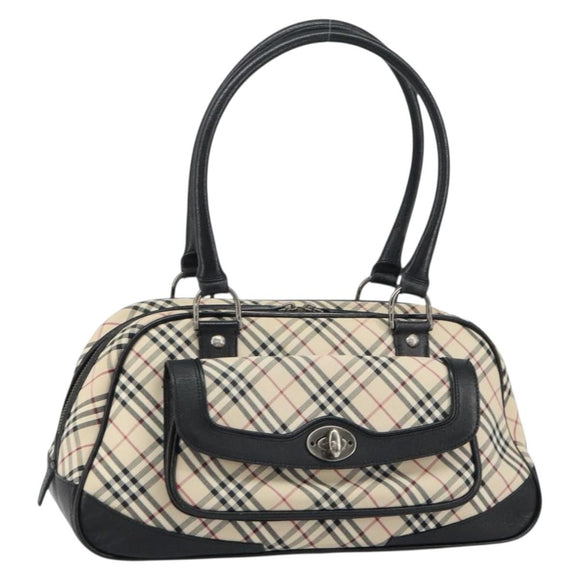 BURBERRY Nova Check Hand Bag Canvas Beige Auth 159295