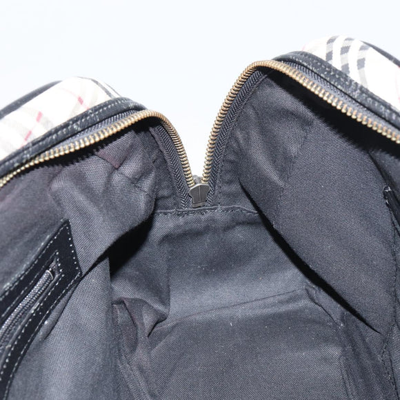 BURBERRY Nova Check Hand Bag Canvas Beige Auth 159295