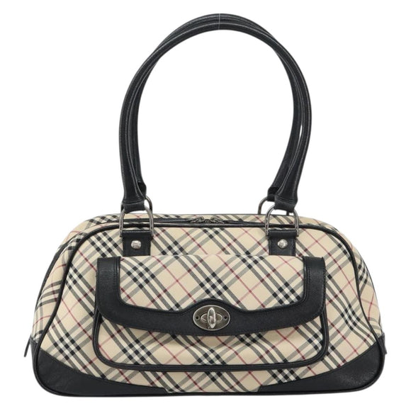 BURBERRY Nova Check Hand Bag Canvas Beige Auth 159295