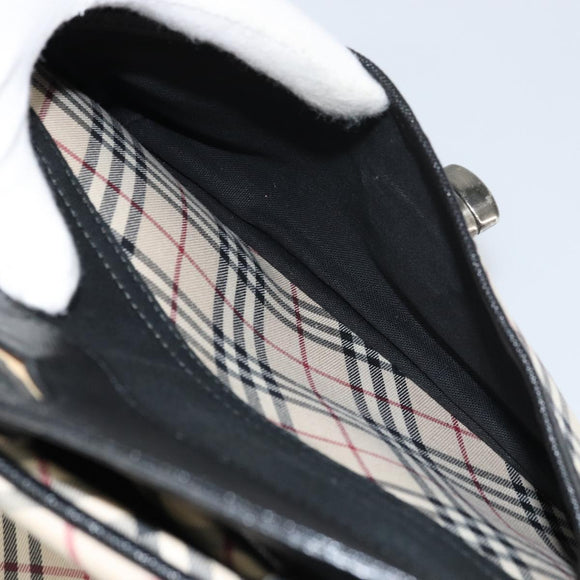 BURBERRY Nova Check Hand Bag Canvas Beige Auth 159295