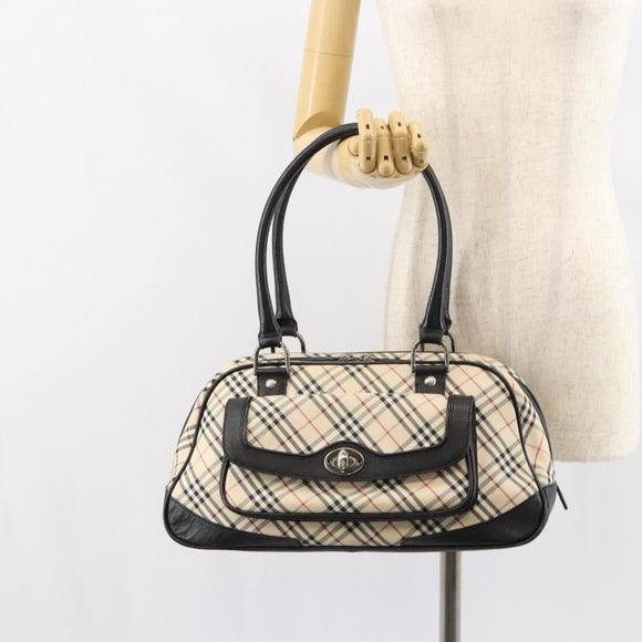BURBERRY Nova Check Hand Bag Canvas Beige Auth 159295