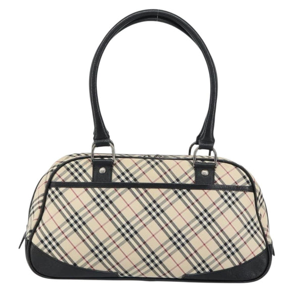 BURBERRY Nova Check Hand Bag Canvas Beige Auth 159295