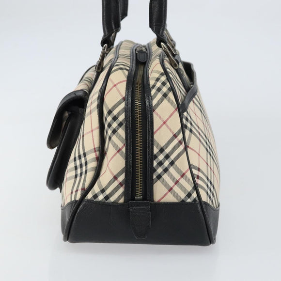 BURBERRY Nova Check Hand Bag Canvas Beige Auth 159295