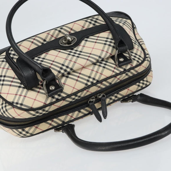 BURBERRY Nova Check Hand Bag Canvas Beige Auth 159295