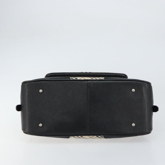 BURBERRY Nova Check Hand Bag Canvas Beige Auth 159295