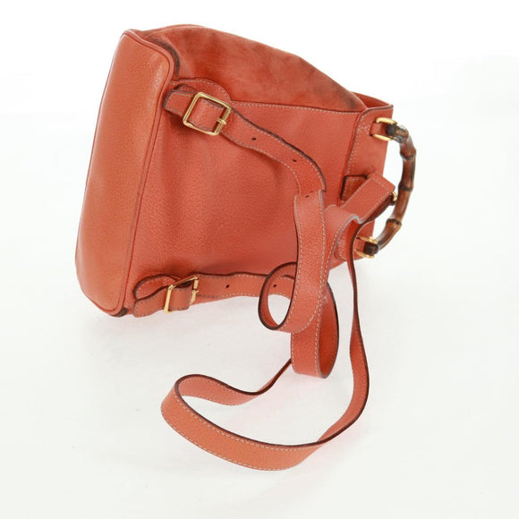 GUCCI Bamboo Backpack Suede Orange Gold 003 58 0030 Auth 159296