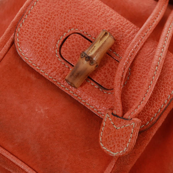 GUCCI Bamboo Backpack Suede Orange Gold 003 58 0030 Auth 159296