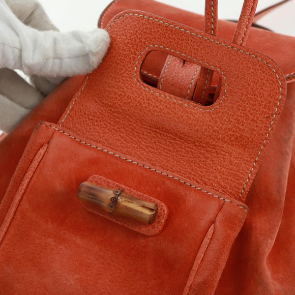 GUCCI Bamboo Backpack Suede Orange Gold 003 58 0030 Auth 159296
