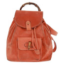 GUCCI Bamboo Backpack Suede Orange Gold 003 58 0030 Auth 159296-2