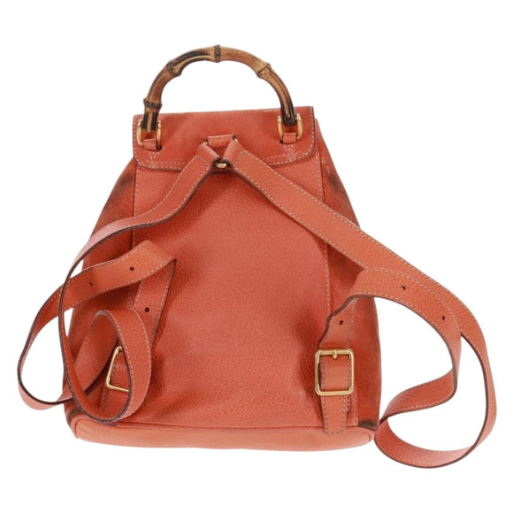 GUCCI Bamboo Backpack Suede Orange Gold 003 58 0030 Auth 159296
