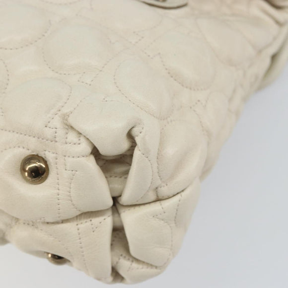 Salvatore Ferragamo Gancini Shoulder Bag Leather Ivory Gold Auth 159297