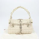 Salvatore Ferragamo Gancini Shoulder Bag Leather Ivory Gold Auth 159297-24