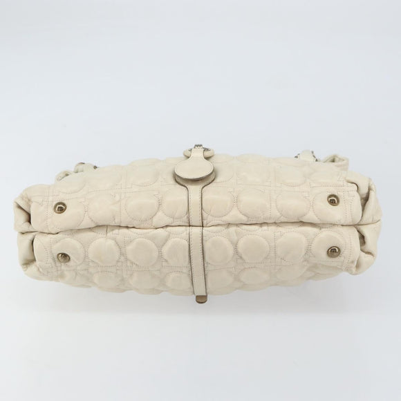Salvatore Ferragamo Gancini Shoulder Bag Leather Ivory Gold Auth 159297