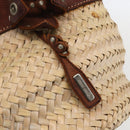 Miu Miu Hand Bag Raffia Beige Silver Auth 159300A-9