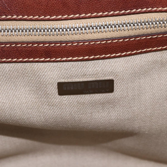 Miu Miu Hand Bag Raffia Beige Silver Auth 159300A