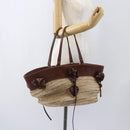 Miu Miu Hand Bag Raffia Beige Silver Auth 159300A-23