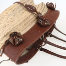 Miu Miu Hand Bag Raffia Beige Silver Auth 159300A-6