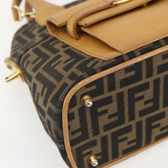 FENDI Zucca Canvas Hand Bag 2way Black Brown Auth 159305A
