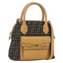 FENDI Zucca Canvas Hand Bag 2way Black Brown Auth 159305A-1