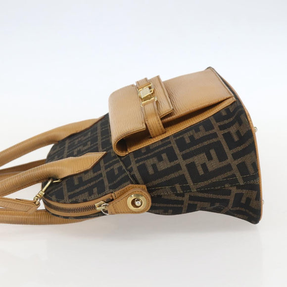 FENDI Zucca Canvas Hand Bag 2way Black Brown Auth 159305A