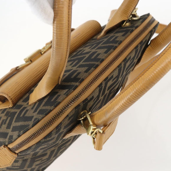 FENDI Zucca Canvas Hand Bag 2way Black Brown Auth 159305A