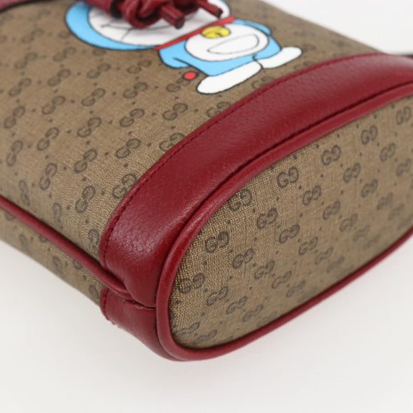 GUCCI Micro GG Supreme Doraemon Shoulder Bag PVC Beige 647801 Auth 159307SAM