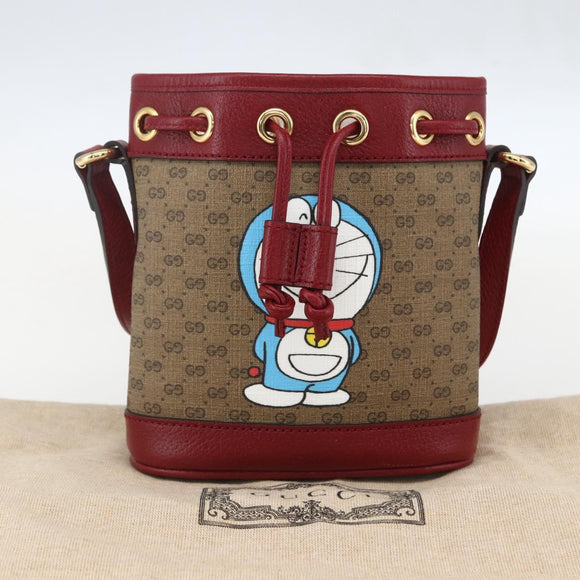 GUCCI Micro GG Supreme Doraemon Shoulder Bag PVC Beige 647801 Auth 159307SAM