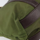 PRADA Hand Bag Nylon Green Gold Auth 159309-15