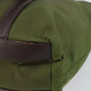 PRADA Hand Bag Nylon Green Gold Auth 159309-16