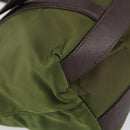 PRADA Hand Bag Nylon Green Gold Auth 159309-13