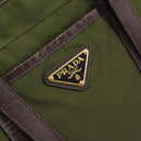 PRADA Hand Bag Nylon Green Gold Auth 159309-14