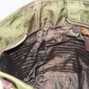 PRADA Hand Bag Nylon Green Gold Auth 159309-21