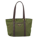 PRADA Hand Bag Nylon Green Gold Auth 159309-13