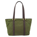 PRADA Hand Bag Nylon Green Gold Auth 159309-3
