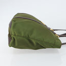 PRADA Hand Bag Nylon Green Gold Auth 159309-3