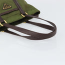 PRADA Hand Bag Nylon Green Gold Auth 159309-7