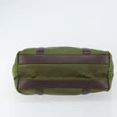 PRADA Hand Bag Nylon Green Gold Auth 159309-5