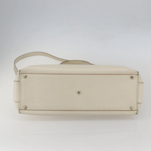 Salvatore Ferragamo Gancini Tote Bag Leather Ivory Gold Auth 159310