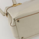Salvatore Ferragamo Gancini Tote Bag Leather Ivory Gold Auth 159310-16