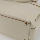 Salvatore Ferragamo Gancini Tote Bag Leather Ivory Gold Auth 159310-17