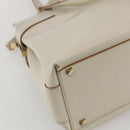 Salvatore Ferragamo Gancini Tote Bag Leather Ivory Gold Auth 159310-10